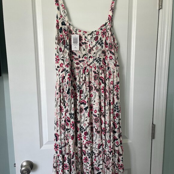 Torrid Midi Supersoft Tiered Tie Front Dress- NWT Size 1 - Picture 2 of 6